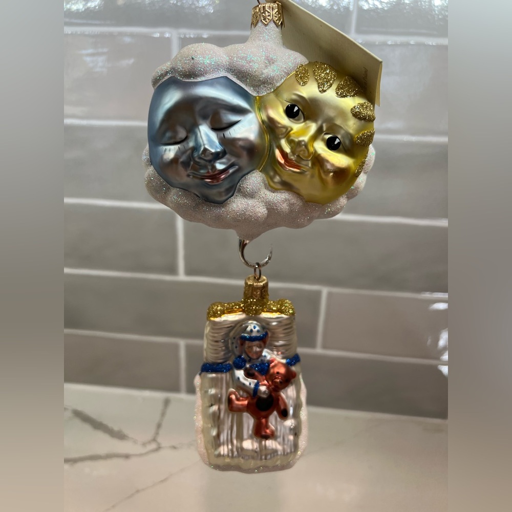 Patricia Breen Christmas Sweet Dreams two-piece, Sun/Moon Glass Ornament